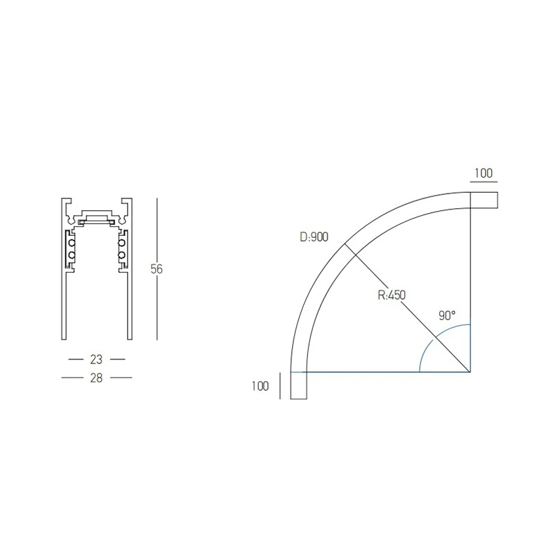 Magnetic Track System Curve, Sandy Black (Surface/Pendant)