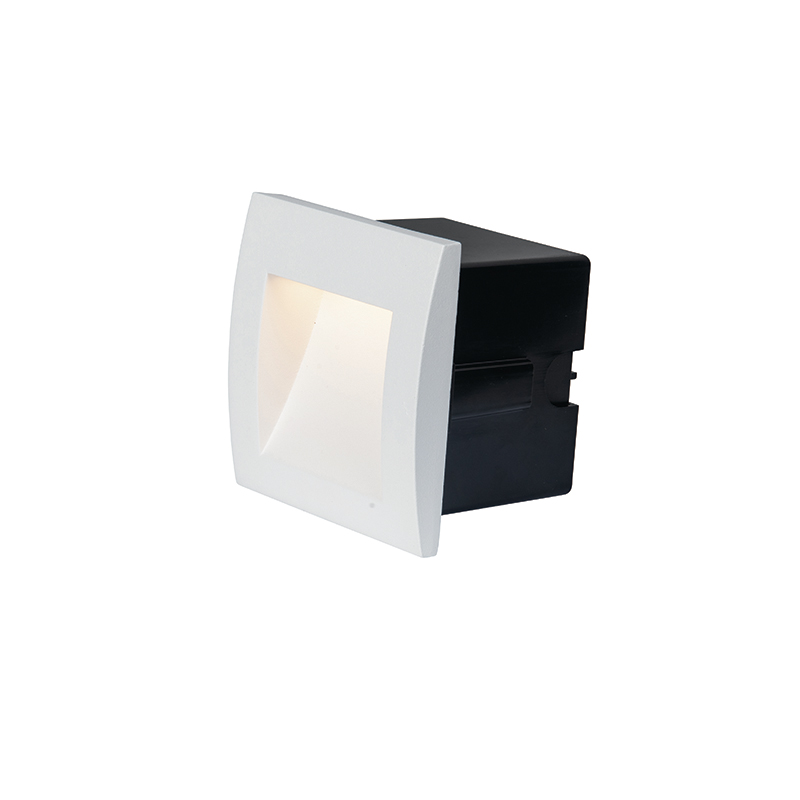 Įleidžiamas sieninis LED laiptų šviestuvas 2W 3000K, 9×9 cm, IP65, baltas