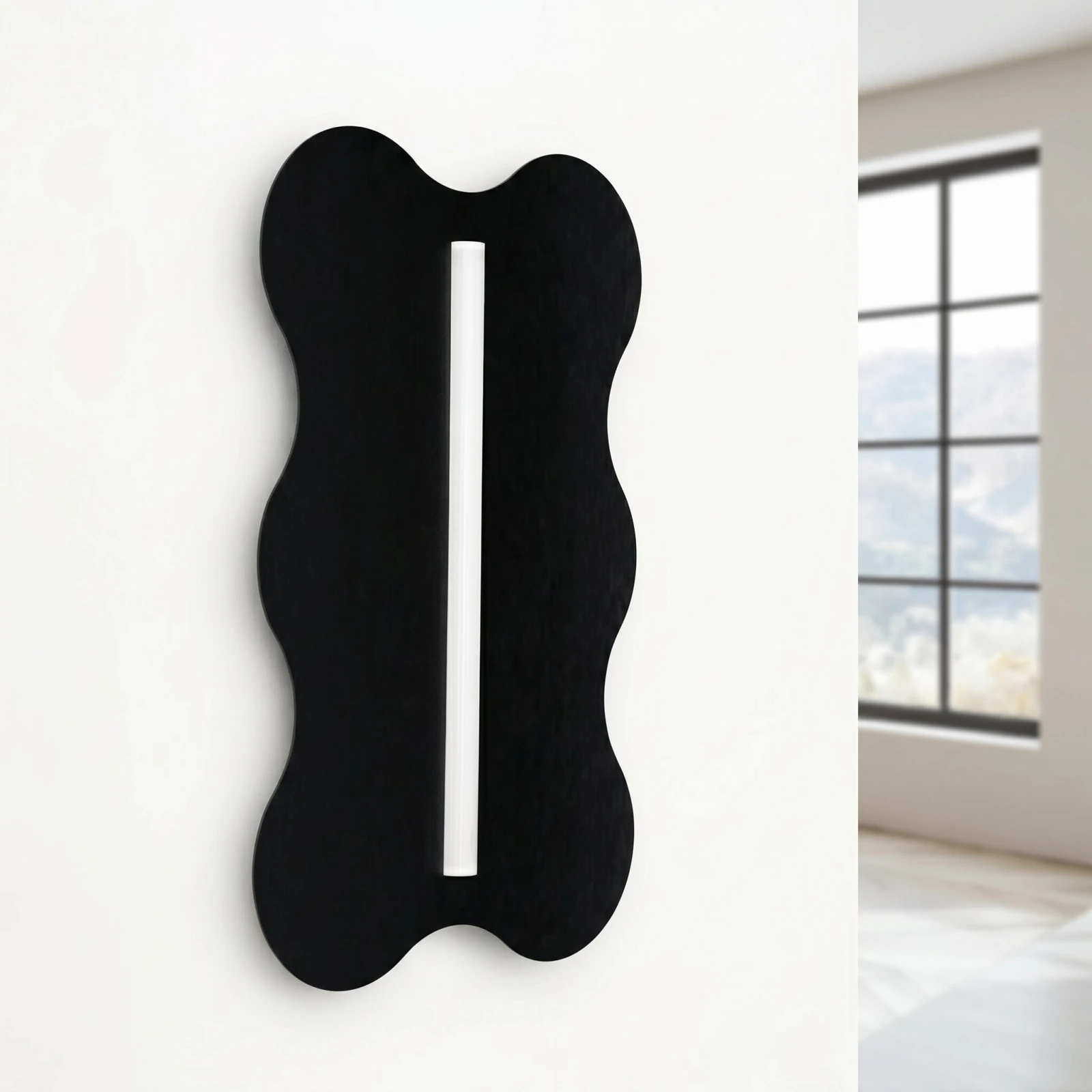 Wall lamp 66 cm – wavy black silhouette, S14d LED