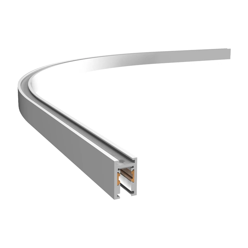 Magnetinis LED bėgelio profilis 90° kampas R300 su 150mm galais, baltas matinis