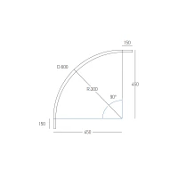 Magnetinis LED bėgelio profilis 90° kampas R300 su 150mm galais, baltas matinis - Nuotrauka 2