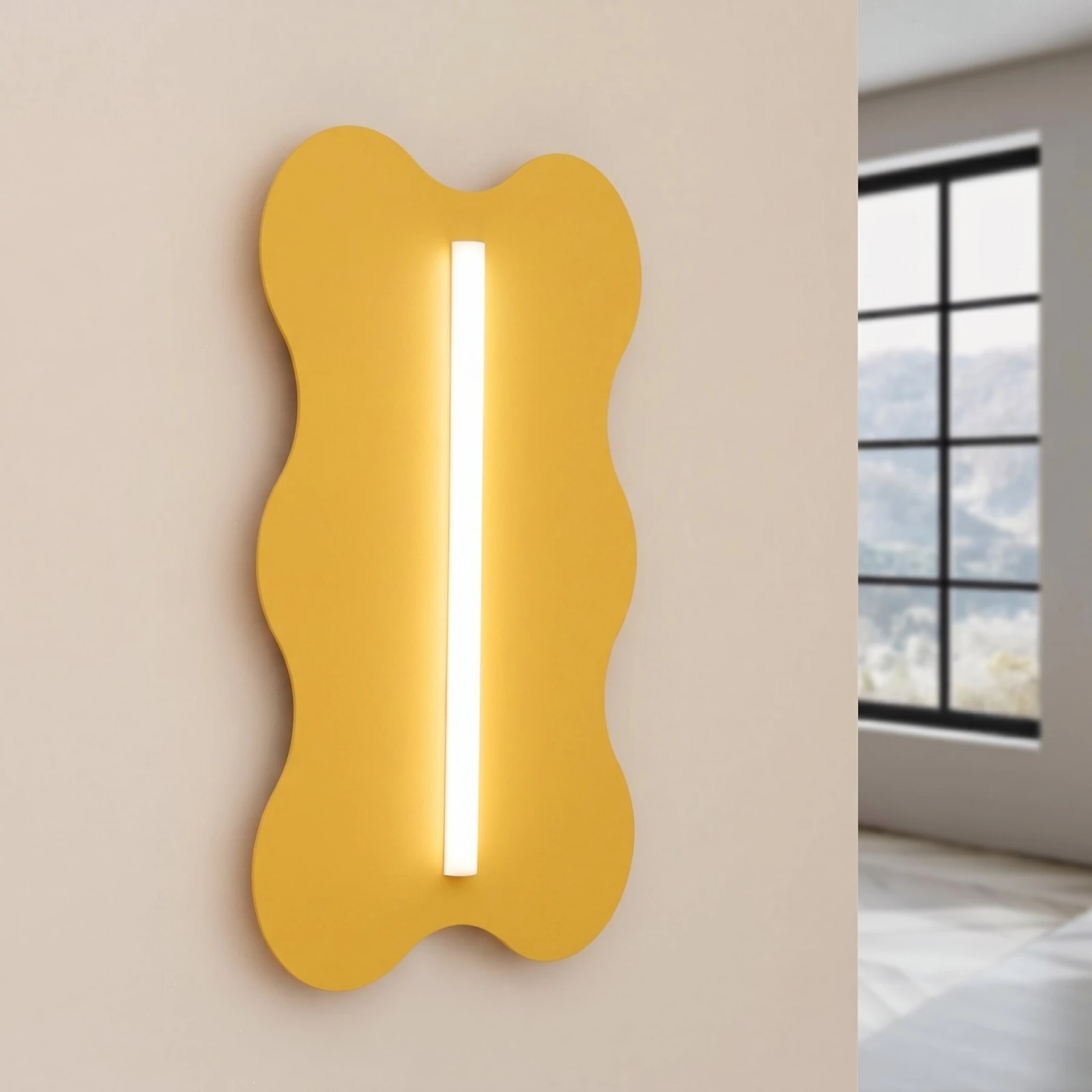 Wall lamp 43x66 cm – wavy shape, yellow, S14d