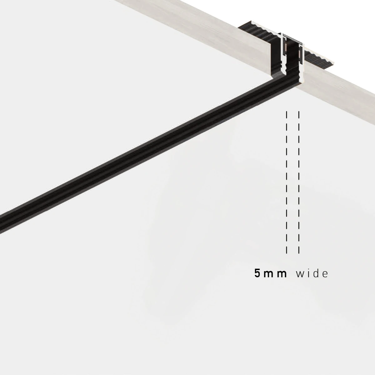 Trimless Magnetic Track 1M, Matt Black, 5mm