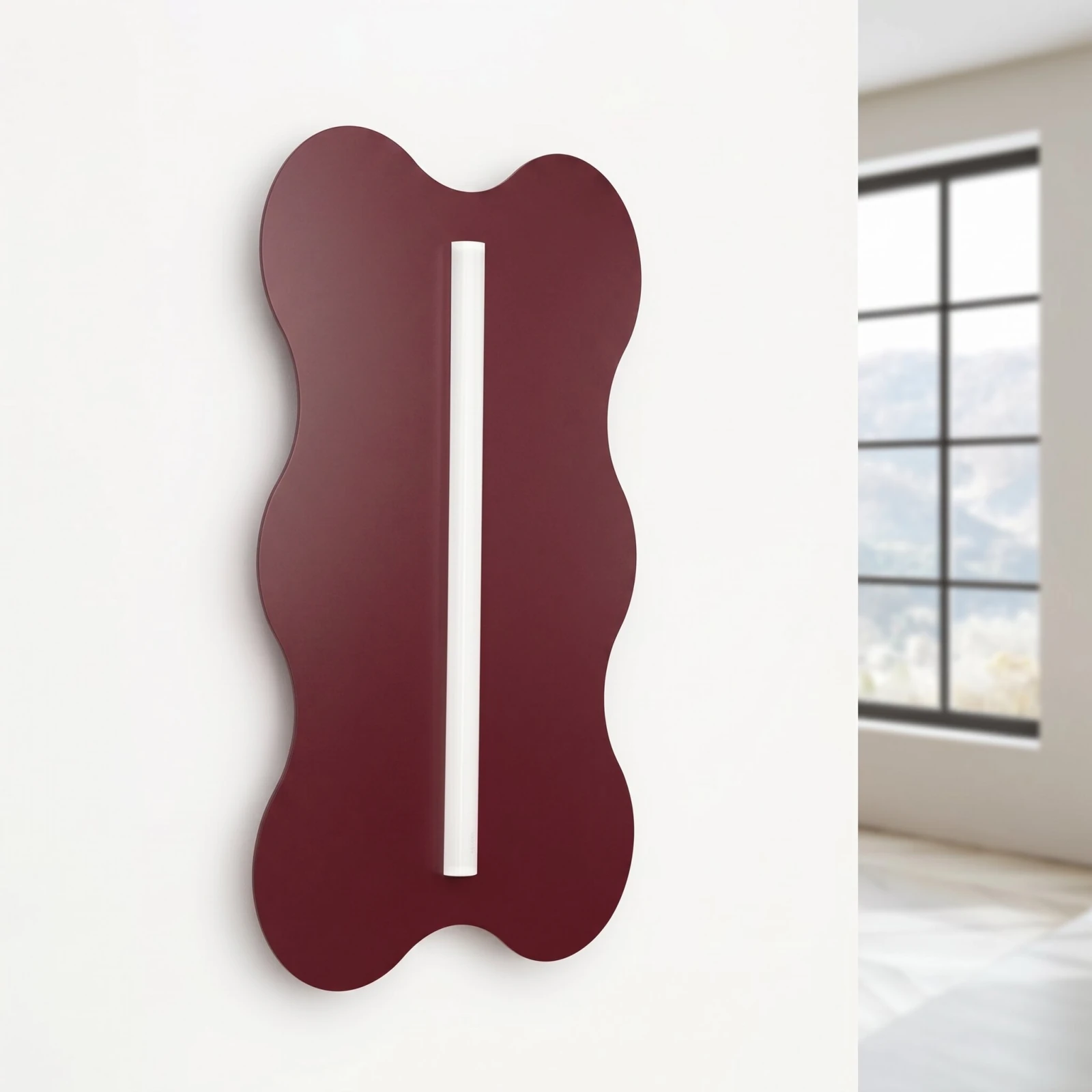 Sieninis šviestuvas 66 cm – banguotas bordo korpusas, S14d LED