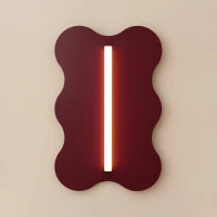 Sieninis šviestuvas 66 cm – banguotas bordo korpusas, S14d LED - Nuotrauka 4