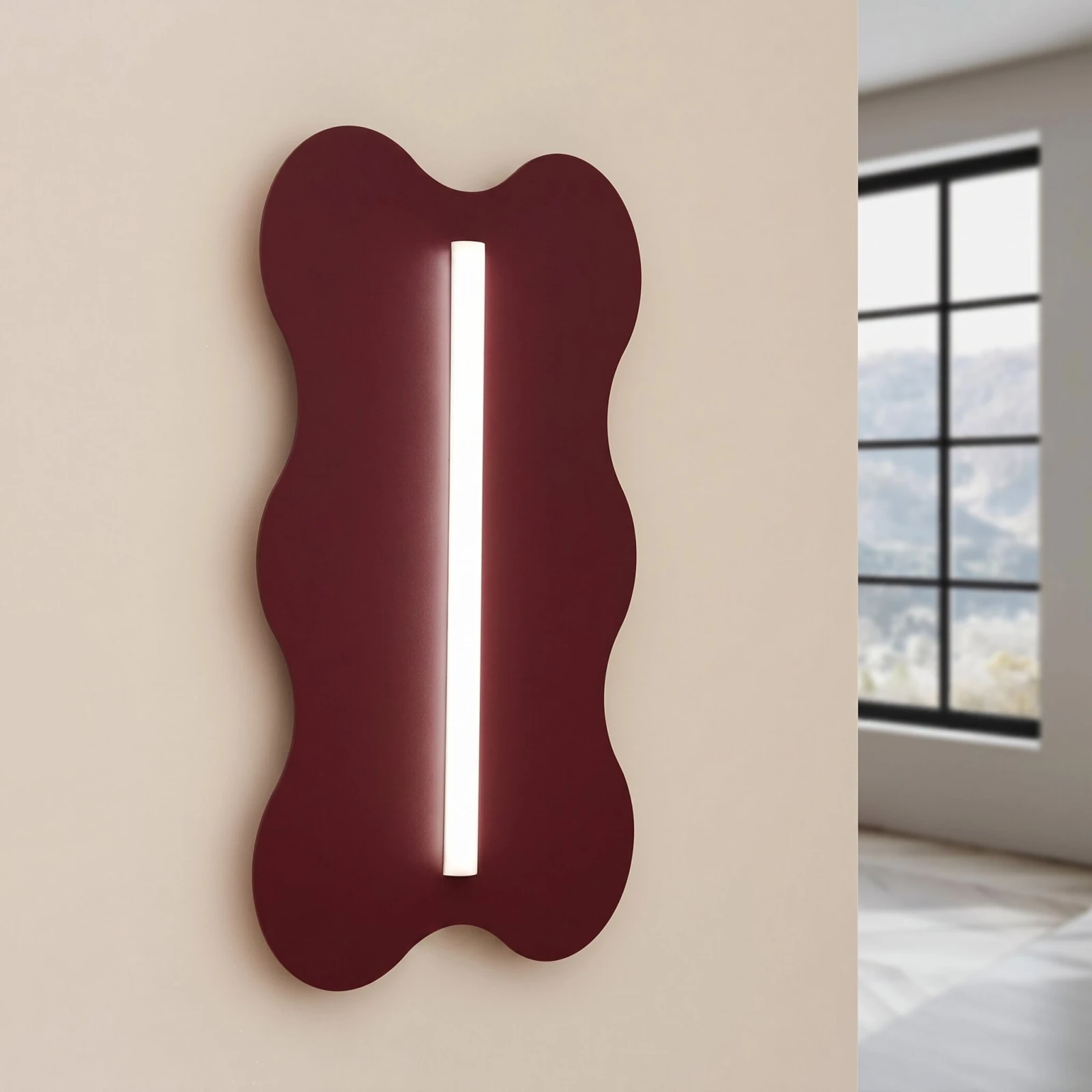 Sieninis šviestuvas 66 cm – banguotas bordo korpusas, S14d LED
