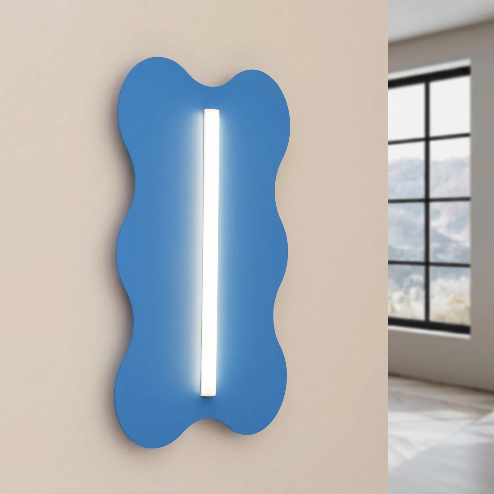 Wall lamp 66 cm – wavy shape, peach, S14d light source