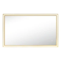 LED veidrodis 120×70 cm – stačiakampis, auksinis rėmas - Nuotrauka 2