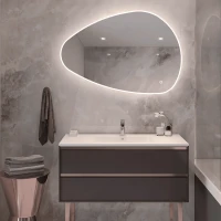 LED veidrodis 80×55 cm – organinės formos, be rėmo, reguliuojamas apšvietimas - Nuotrauka 1