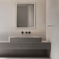 LED veidrodis 80×60 cm – stačiakampis, juodas matinis rėmas - Image 1