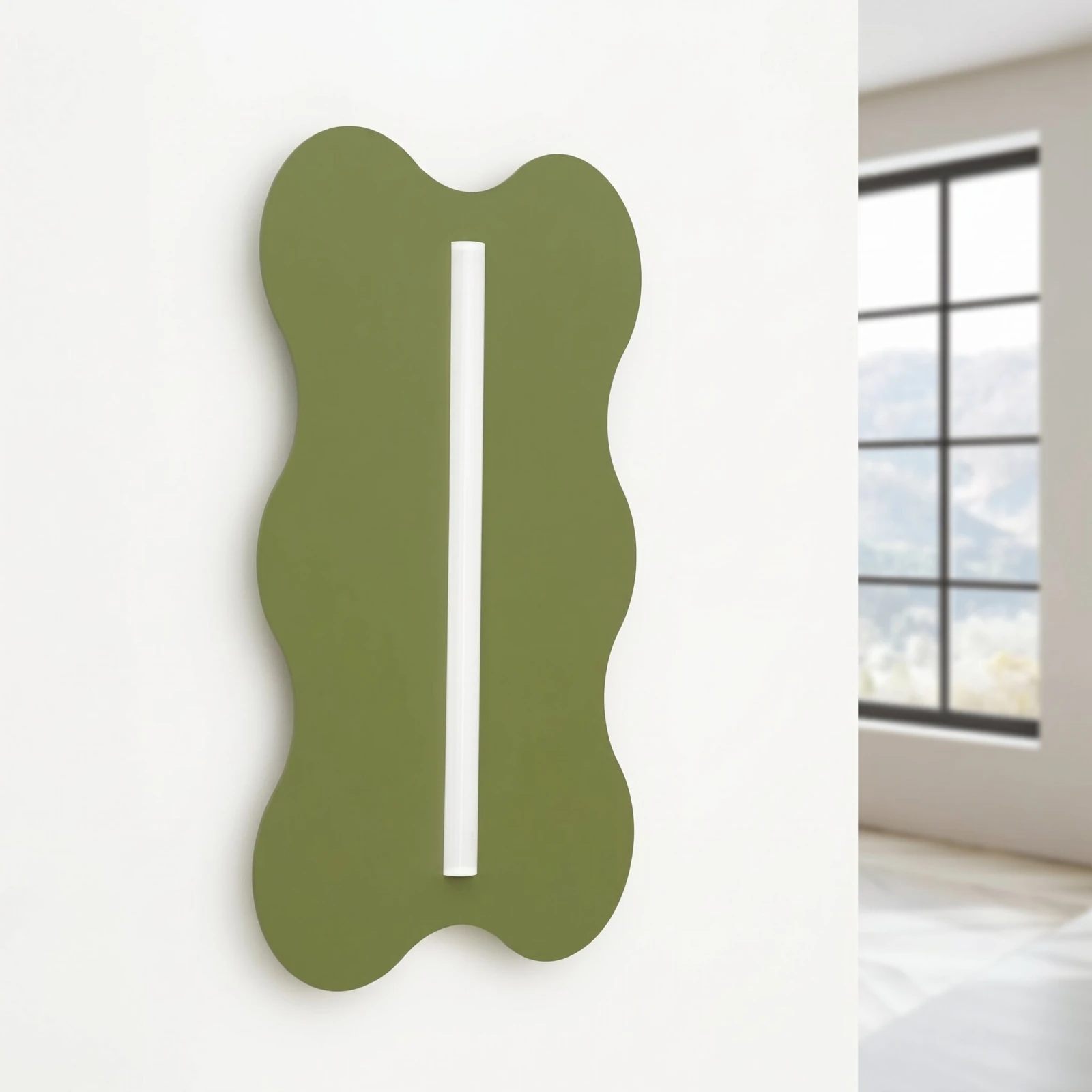 Wall lamp 66 cm – wavy plate, olive green, S14d