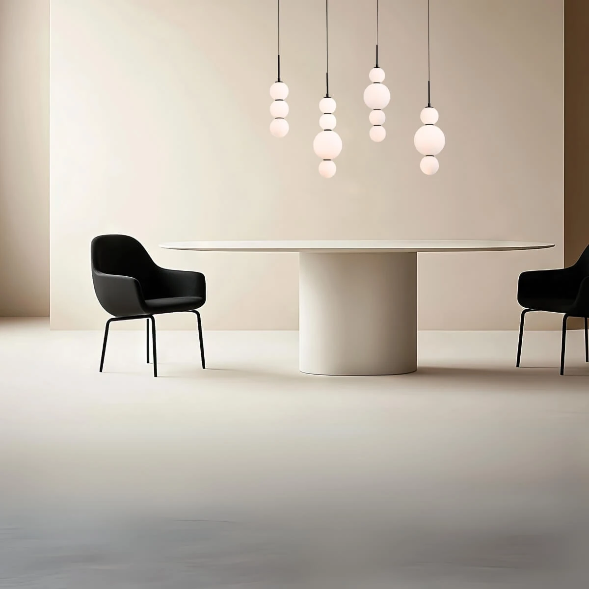 Modular Pendant Light Opal Glass Diffuser, Black Matt