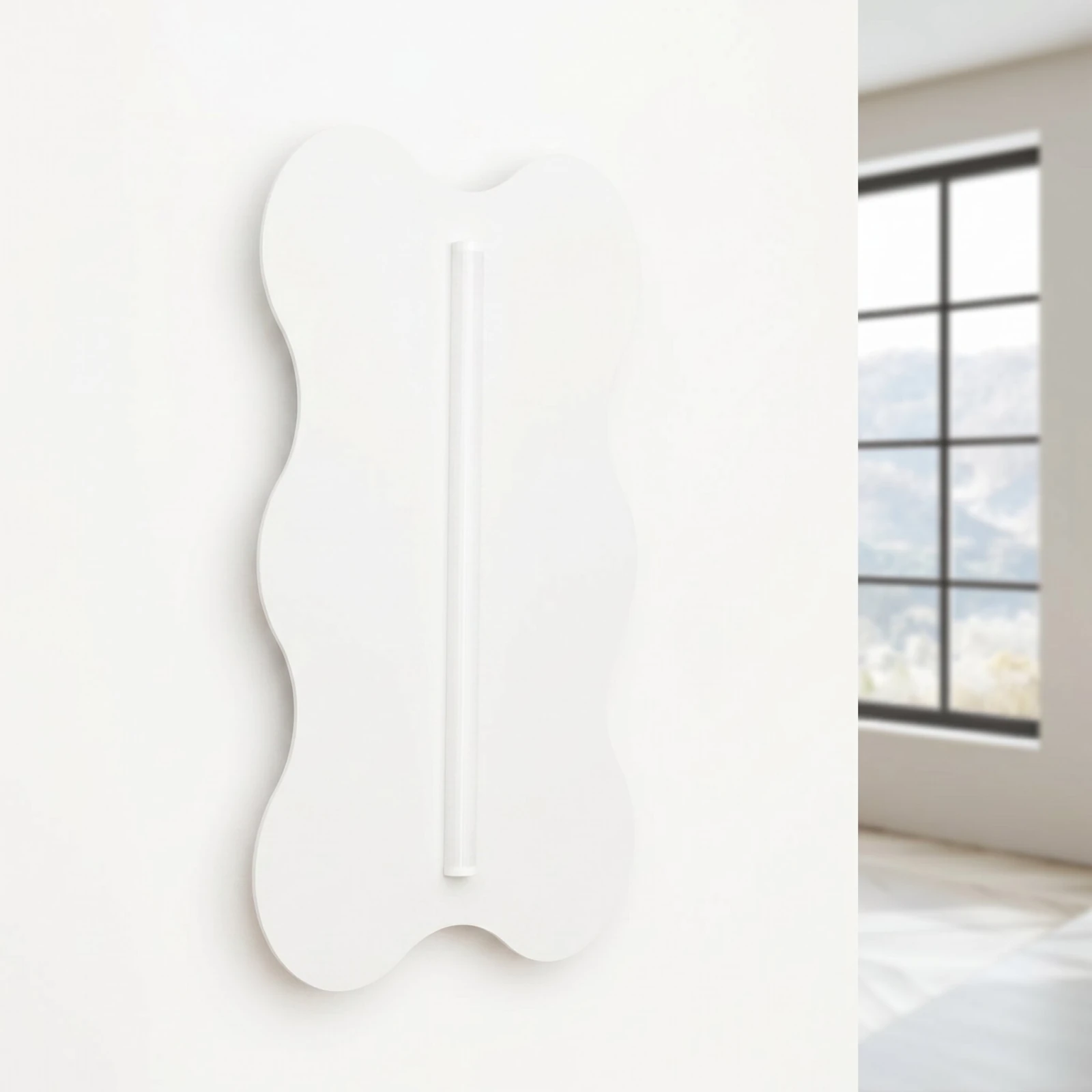 Sieninis šviestuvas 66 cm – banguota plokštė, baltas, S14d LED