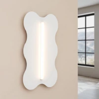 Sieninis šviestuvas 66 cm – banguota plokštė, baltas, S14d LED - Nuotrauka 1