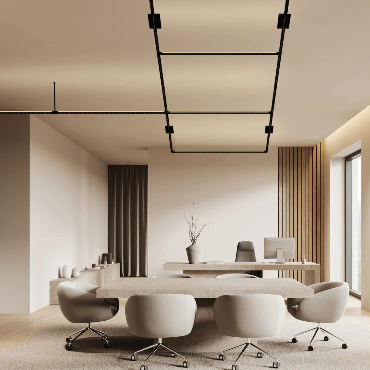 48 V Space Frame magnetic track, pendant, matt black, 123.5 cm