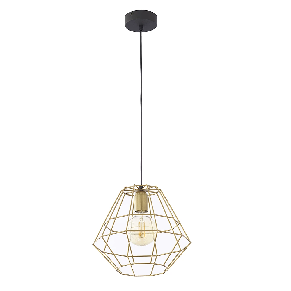 Pakabinamas šviestuvas DIAMOND 1xE27, juodas ir aukso spalvos