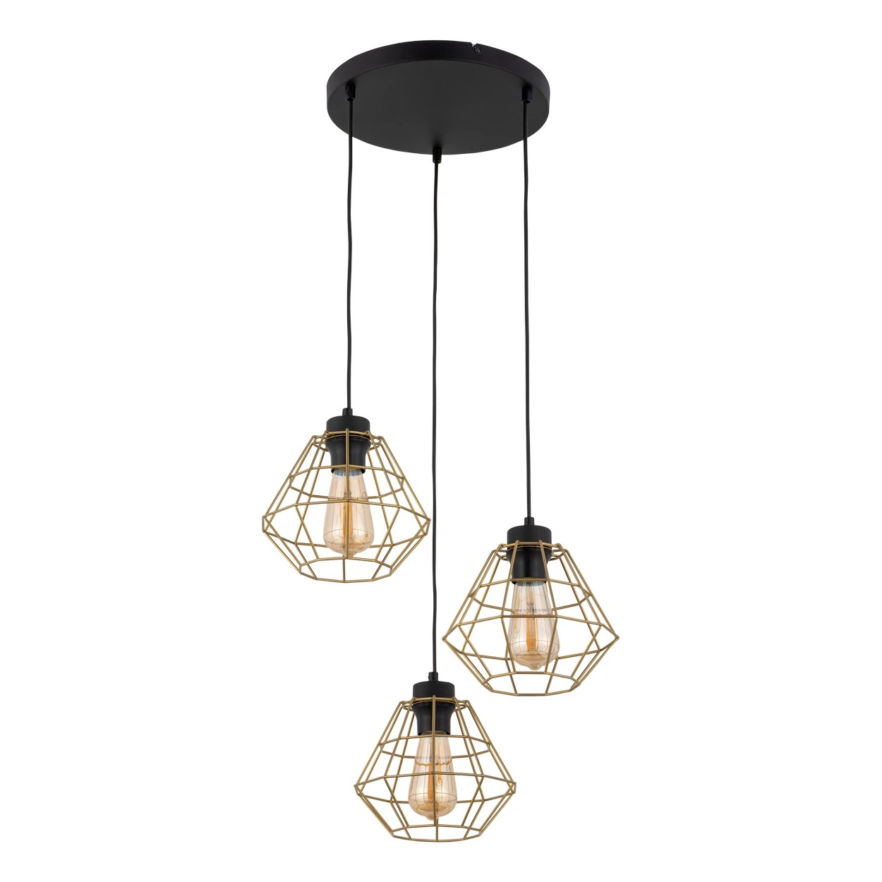 DIAMOND GOLD pakabinamas šviestuvas 3 x E27, juodas ir aukso
