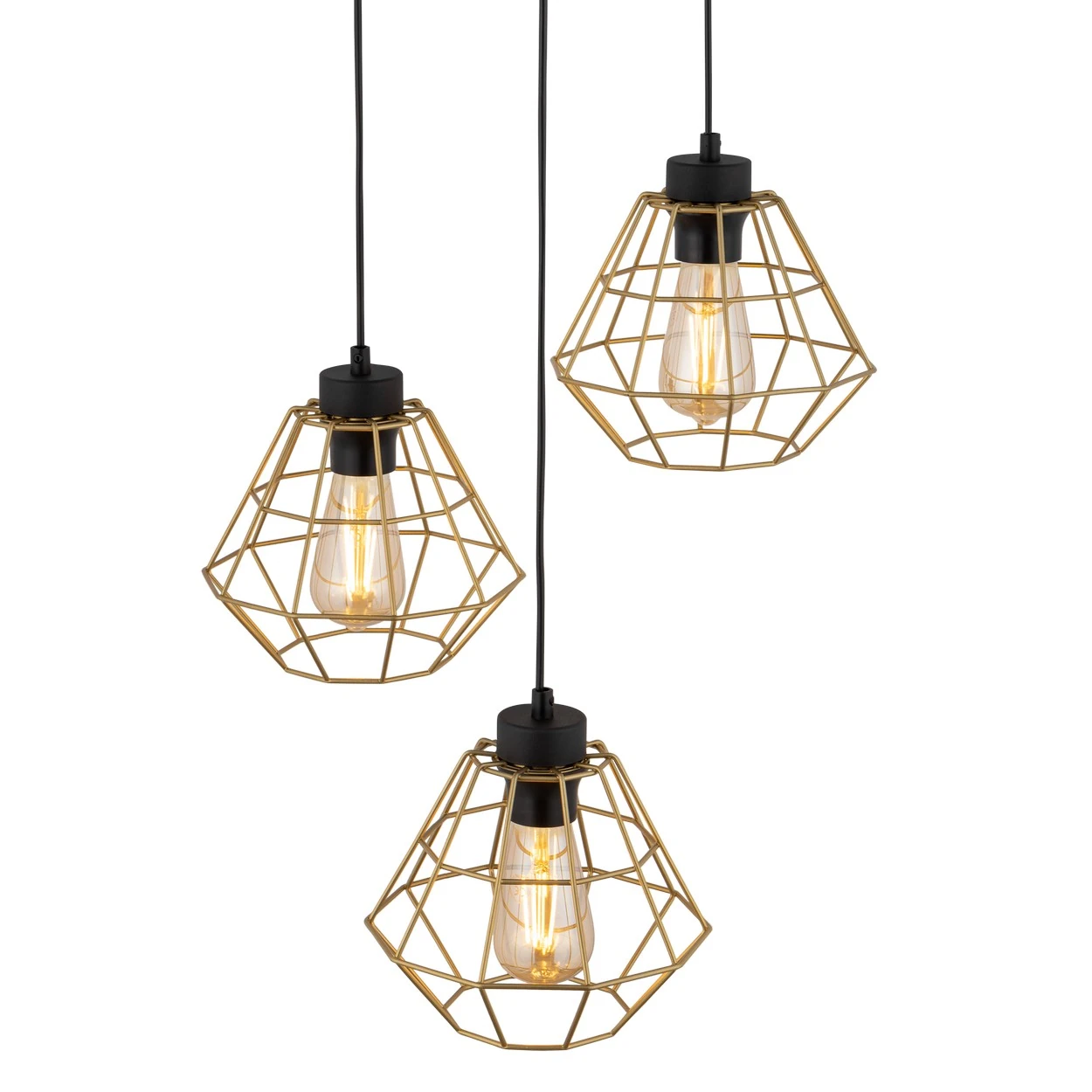 DIAMOND GOLD pakabinamas šviestuvas 3 x E27, juodas ir aukso