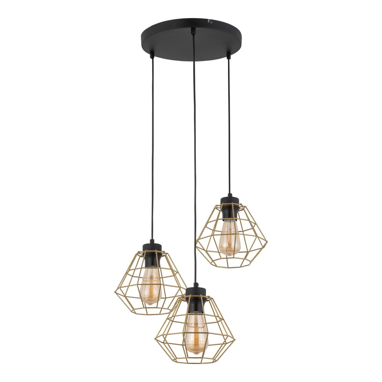 DIAMOND GOLD pakabinamas šviestuvas 3 x E27, juodas ir aukso