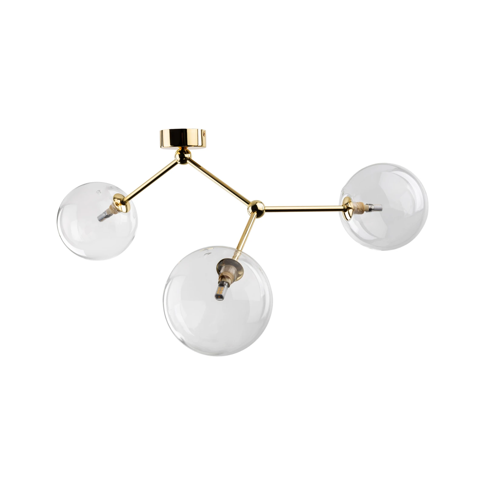 FAIRY GOLD ceiling light 3 x 8 W – globe shades, gold