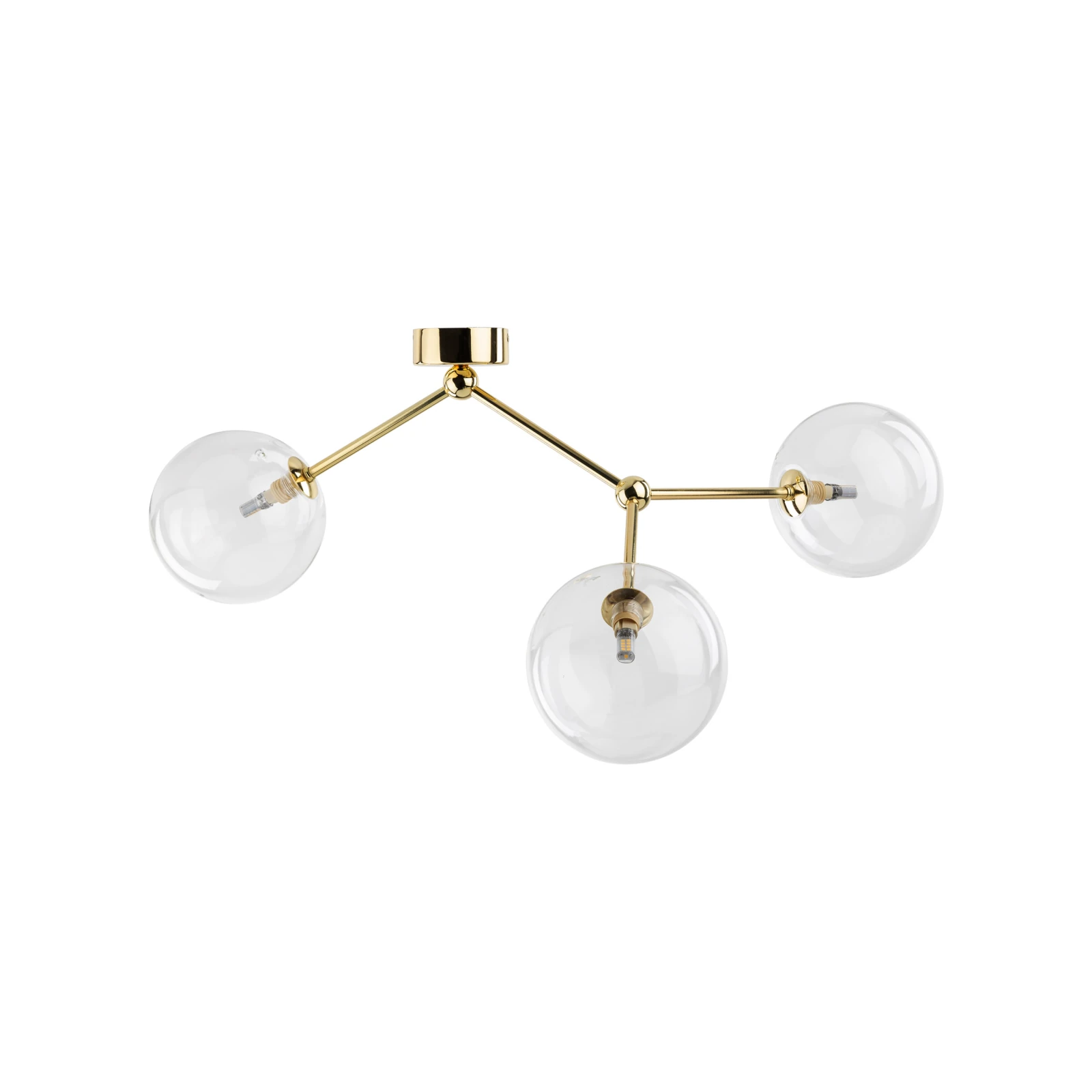 FAIRY GOLD ceiling light 3 x 8 W – globe shades, gold