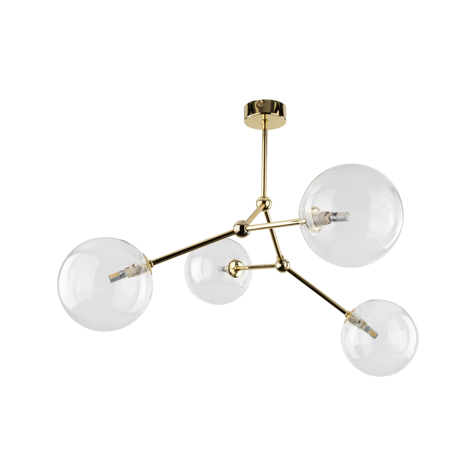 FAIRY GOLD ceiling light 4 x 8 W – globe shades, gold