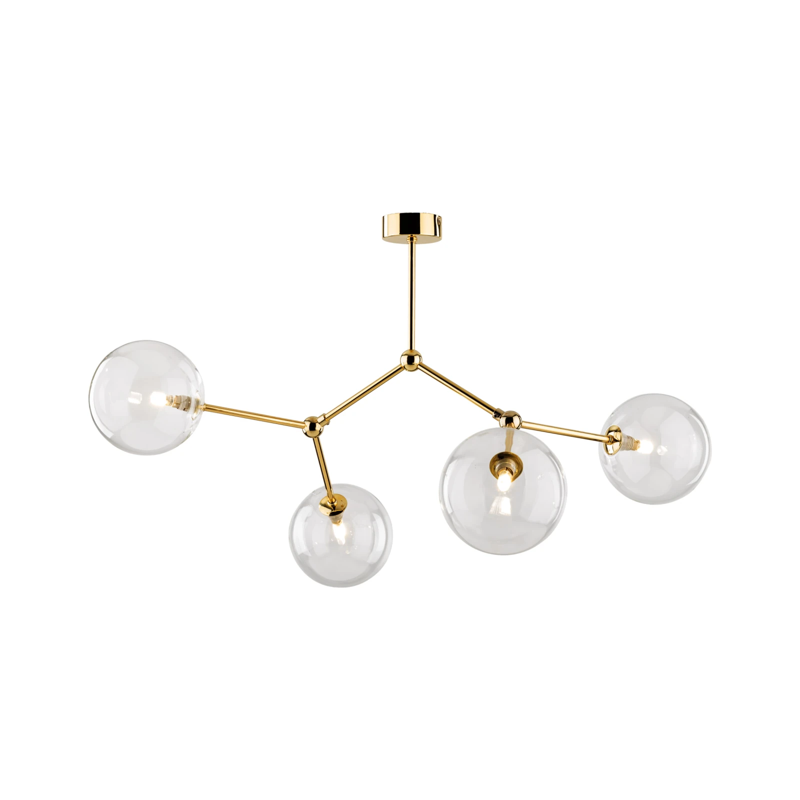 FAIRY GOLD ceiling light 4 x 8 W – globe shades, gold