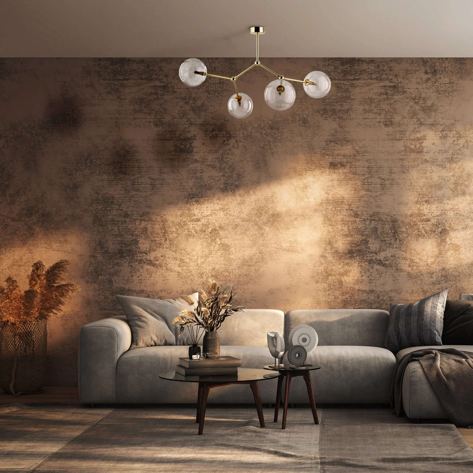 FAIRY GOLD ceiling light 4 x 8 W – globe shades, gold