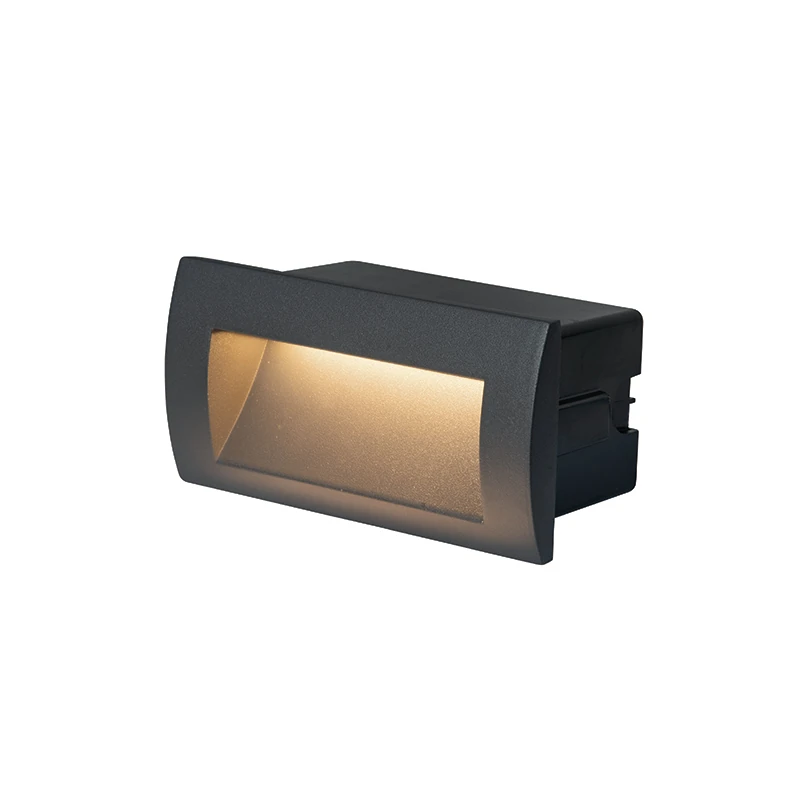 Recessed wall-mounted LED step light 4W 3000K, 150×85 mm, IP65, graphite