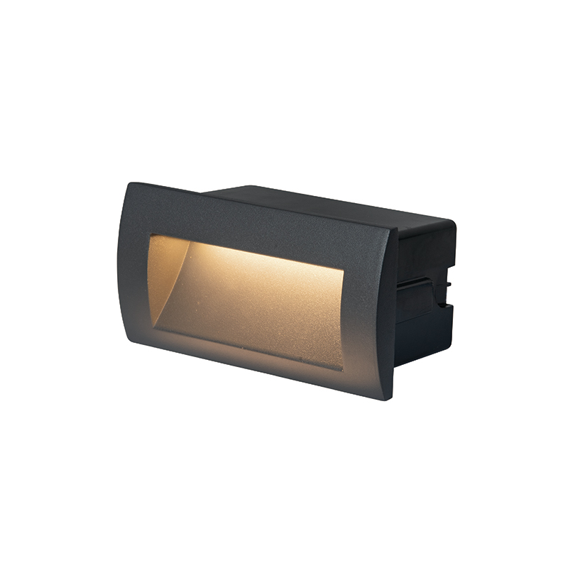 Įleidžiamas sieninis LED laiptų šviestuvas 4W 3000K, 150×85 mm, IP65, grafito spalvos