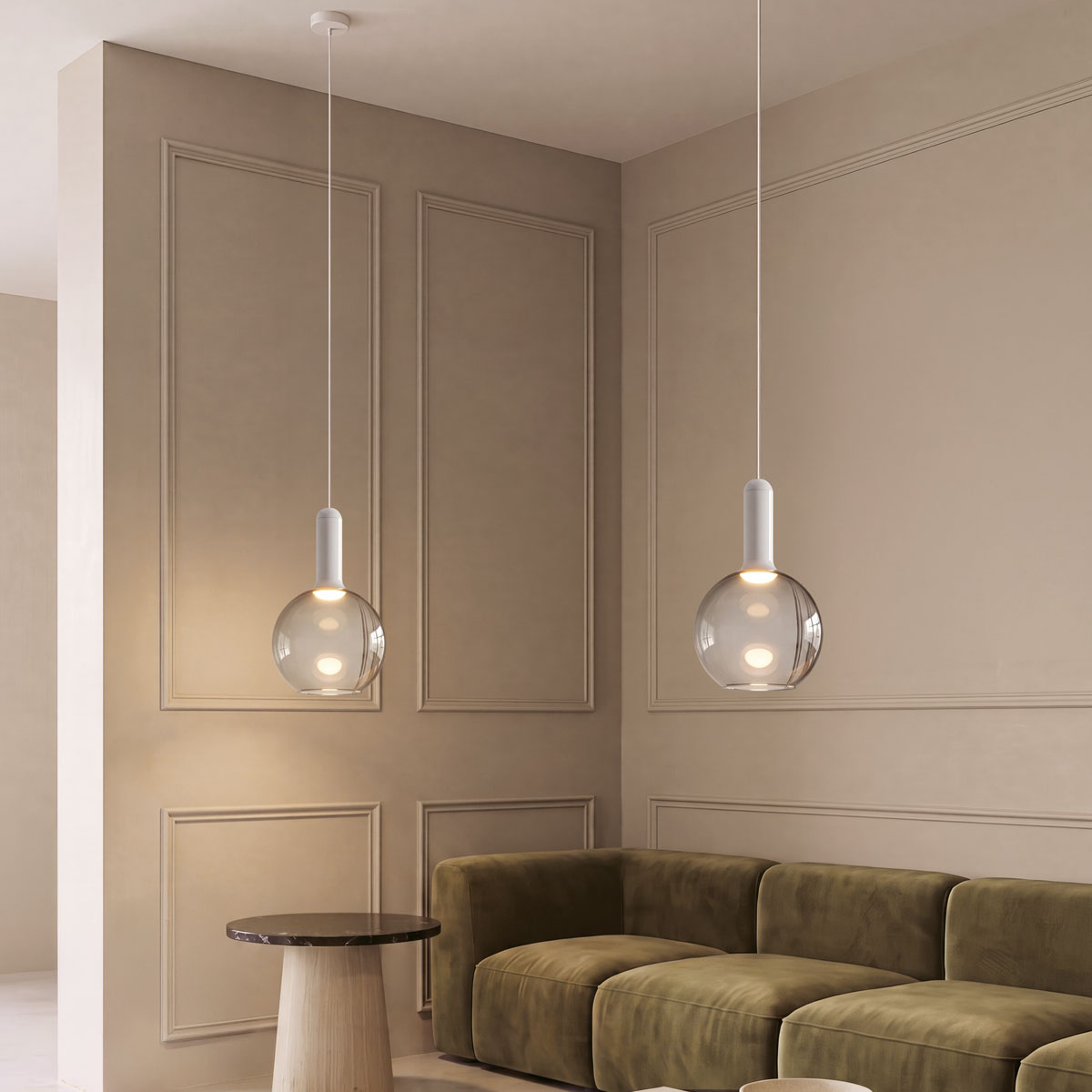Pakabinamas LED šviestuvas 5W 3000K – matinis baltas