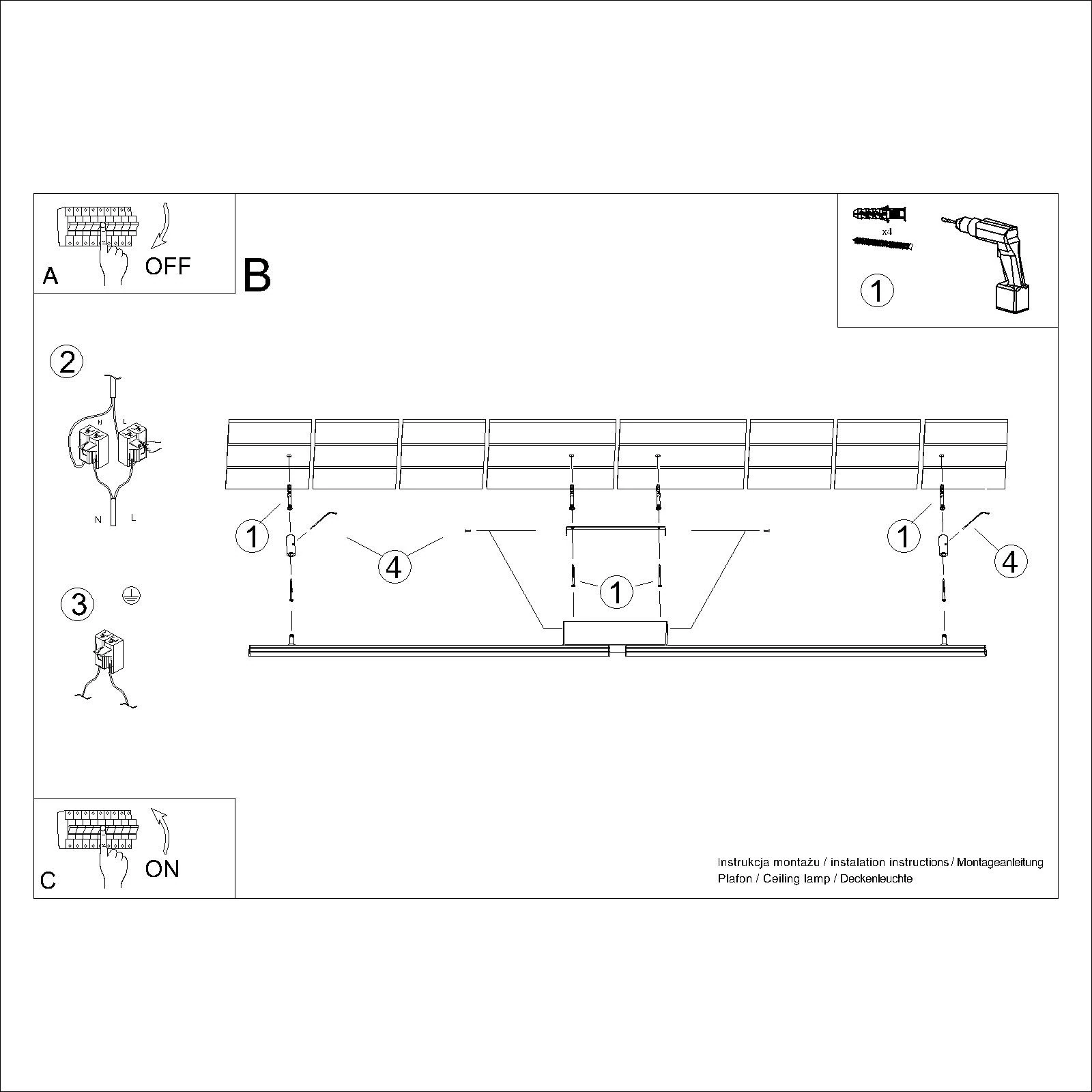 Lubinis LED šviestuvas 181 cm/40W – linijinis, baltas, CRI98