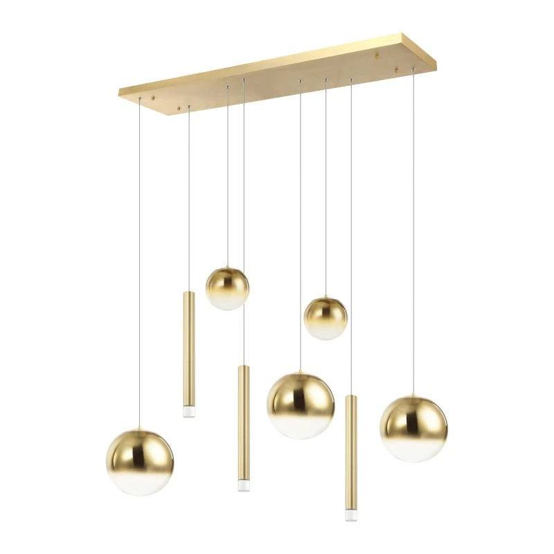 Linijinis pakabinamas LED šviestuvas 26W 3000K – aukso spalvos