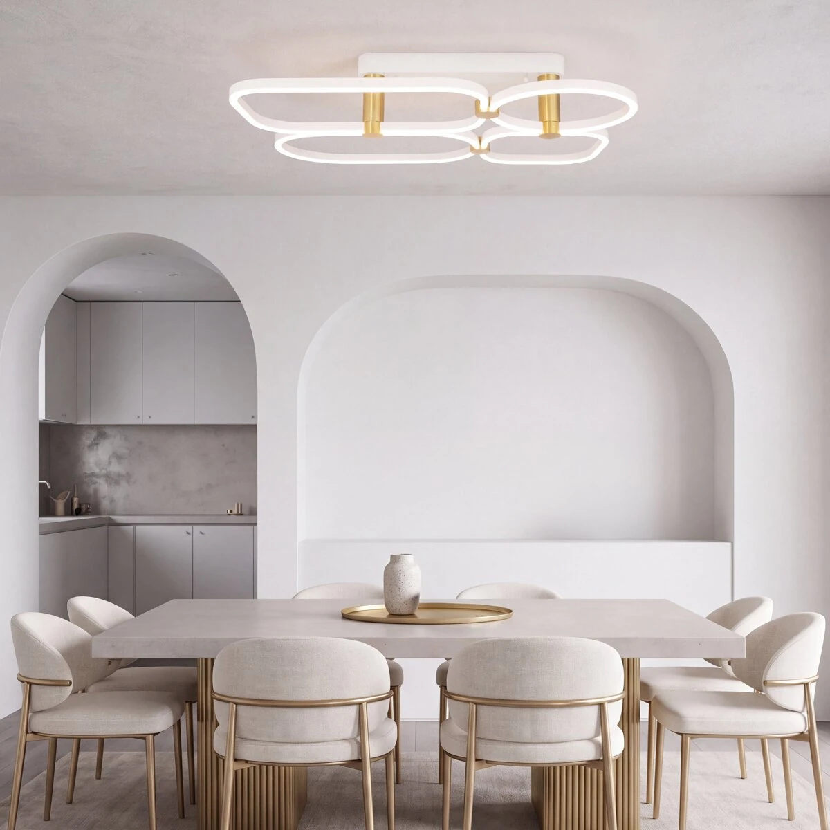 Lubinis LED šviestuvas 47W 3000K – matinis baltas ir šlifuoto aukso spalvos