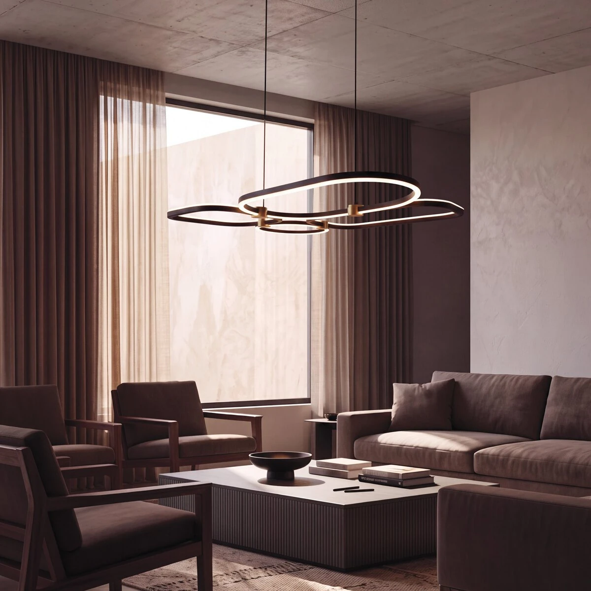 Pakabinamas LED šviestuvas 48W 3000K – matinis juodas