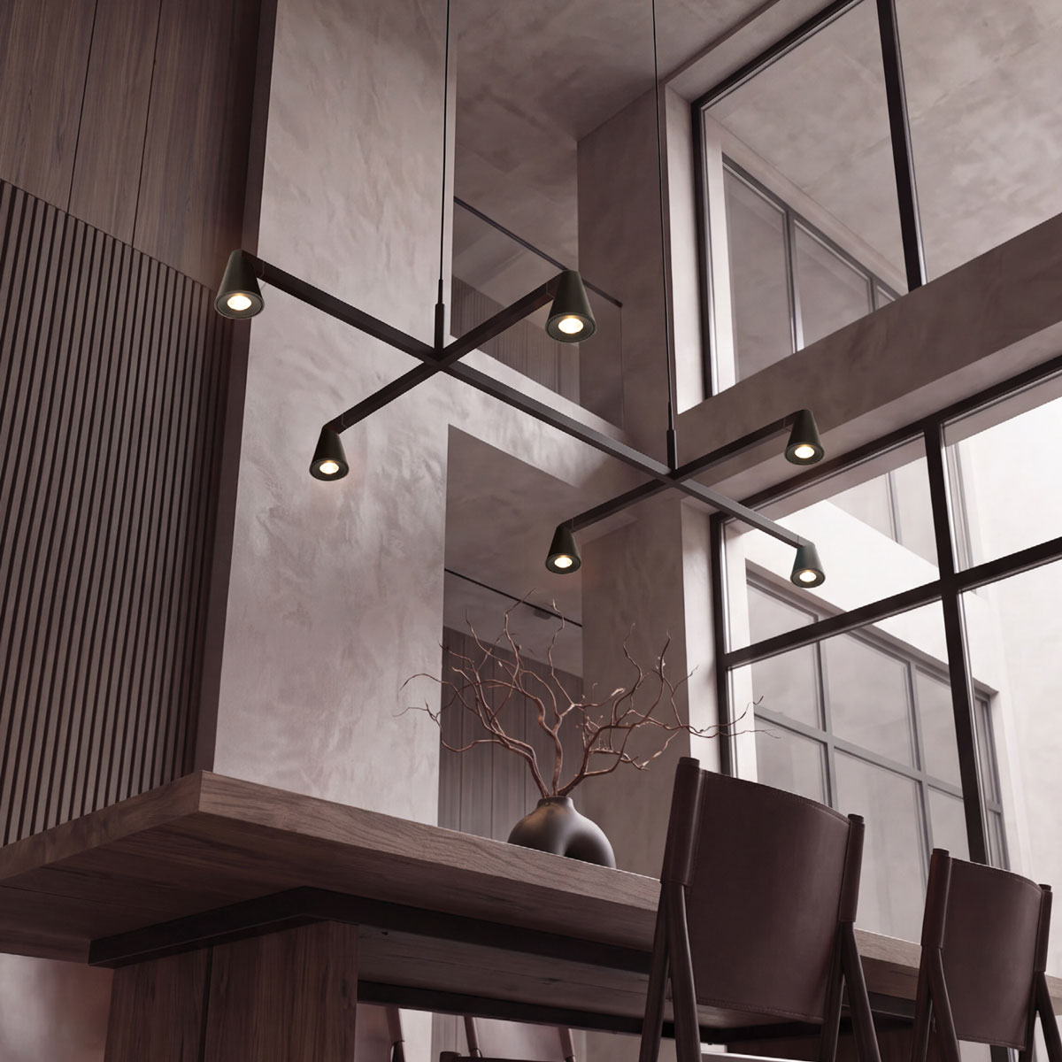 Pakabinamas LED šviestuvas 36W 2700K/3000K – matinis juodas