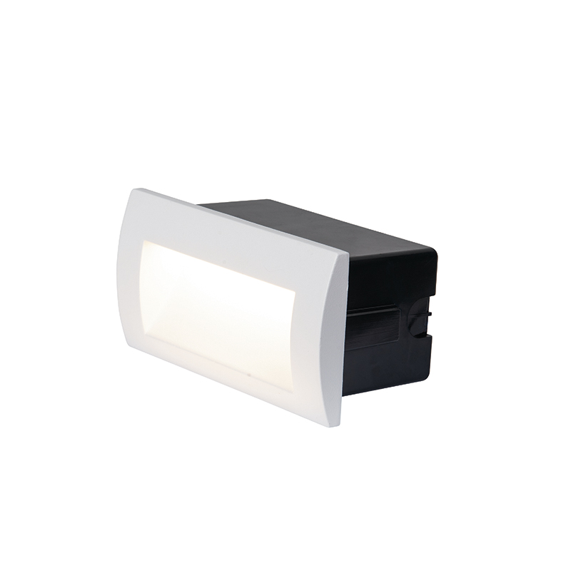 Įleidžiamas sieninis LED laiptų šviestuvas 4W 3000K, 15×8,5 cm, IP65, baltas