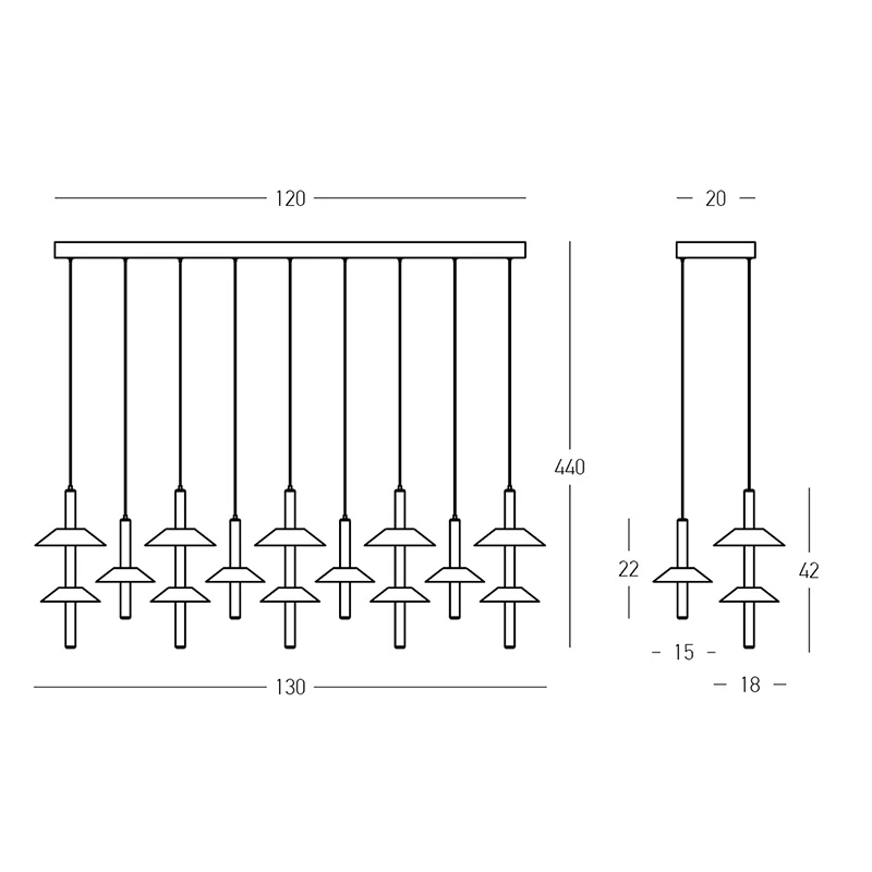 Linijinis pakabinamas LED šviestuvas 42W 2700K/3000K – juodas