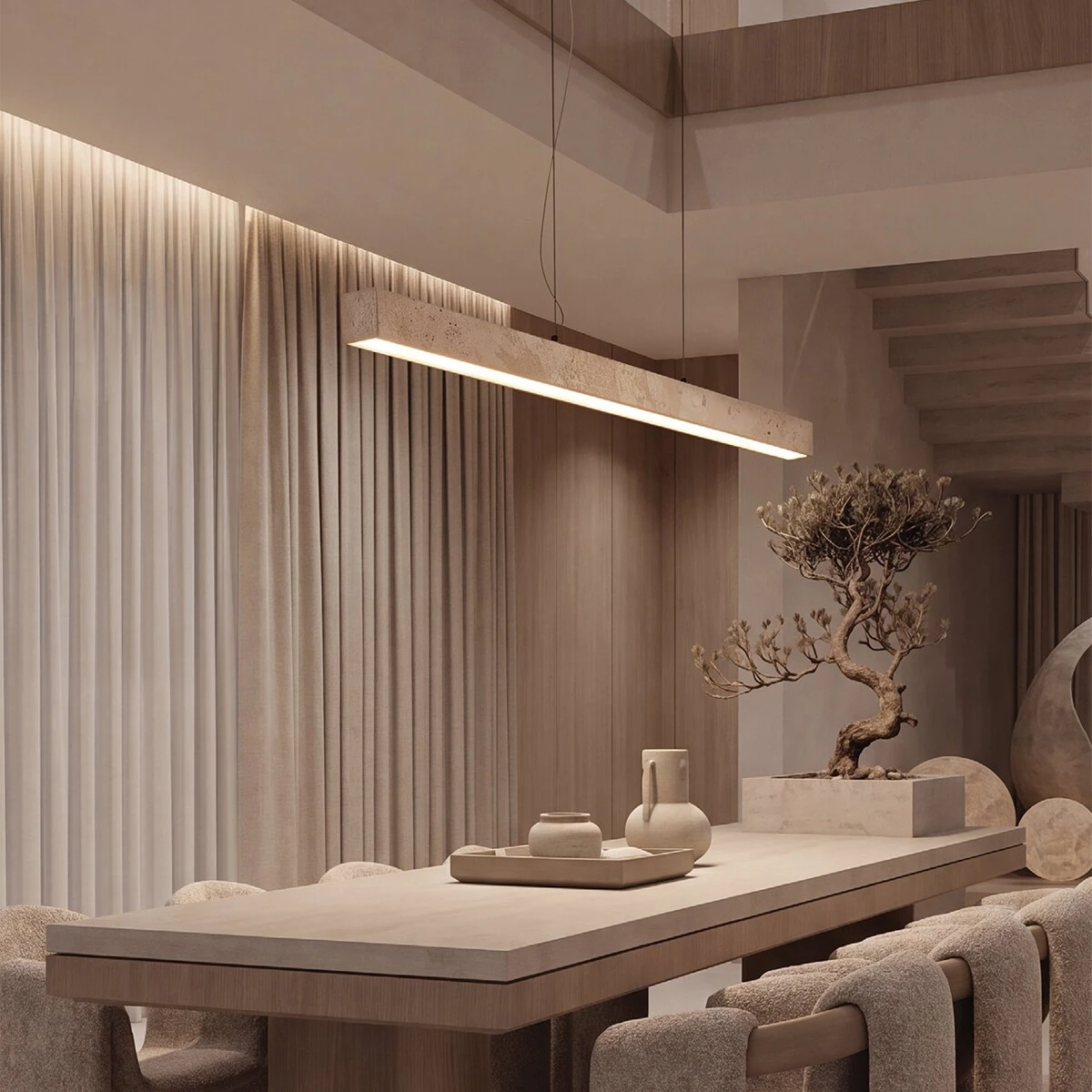 Linijinis pakabinamas LED šviestuvas 32W 3000K – matinis juodas