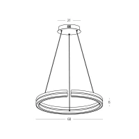 Pakabinamas LED šviestuvas 68W 2700K/3000K – matinis rudas - Nuotrauka 3