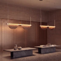 Linijinis pakabinamas LED šviestuvas 26W 2700K/3000K – šlifuoto žalvario spalvos - Nuotrauka 1