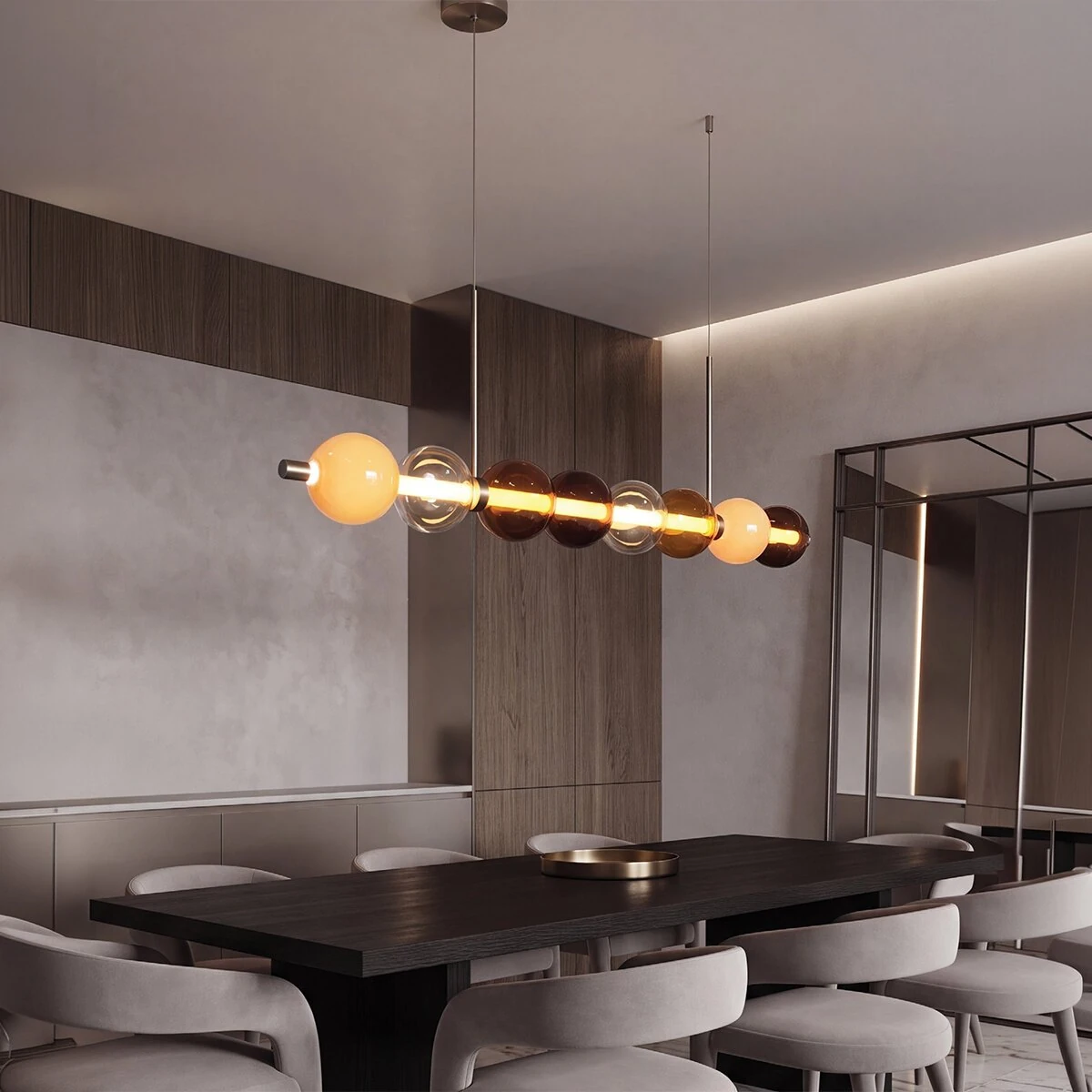 Linijinis pakabinamas LED šviestuvas 26W 2700K/3000K – šlifuoto žalvario spalvos