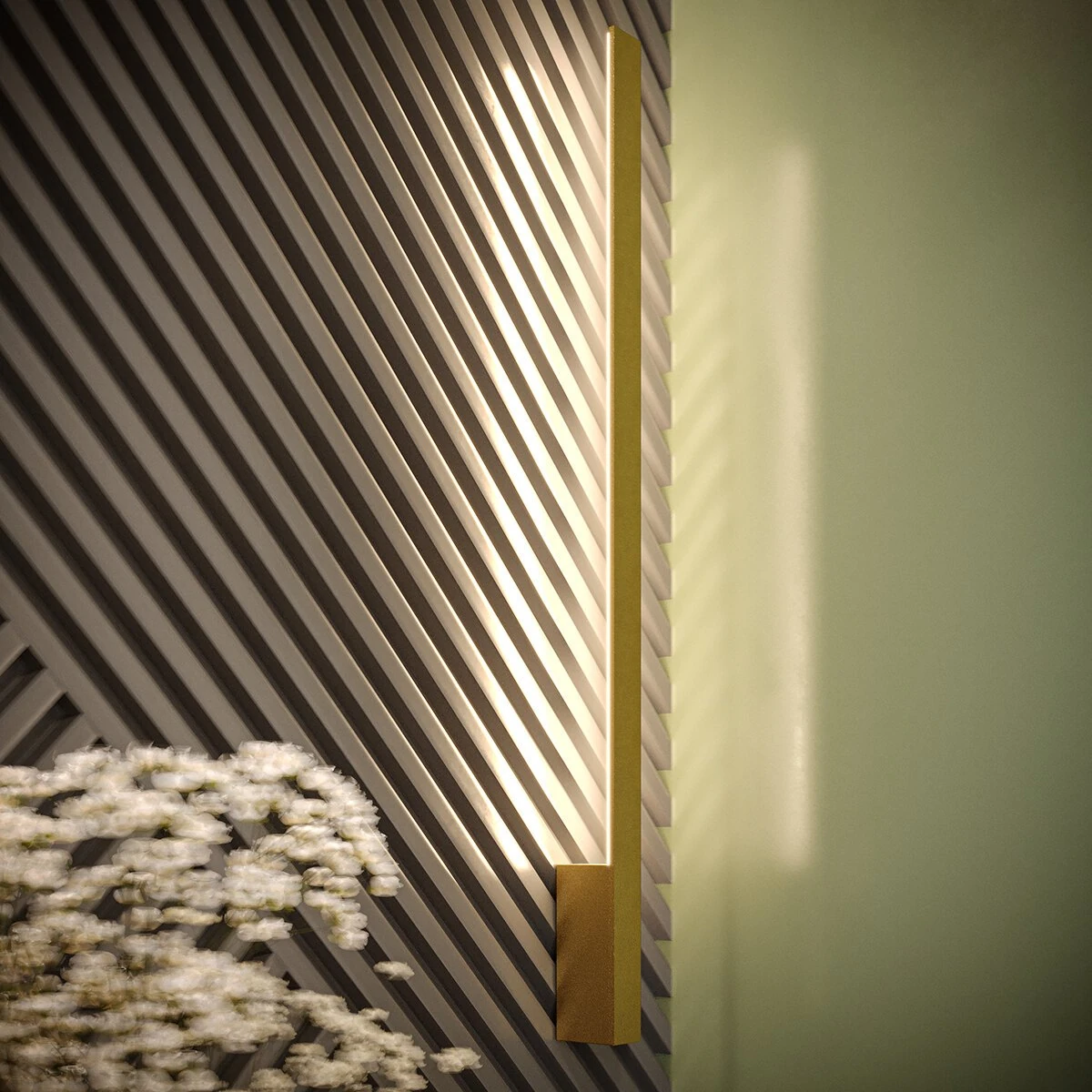 Wall lamp 50 cm – linear, gold, 9W LED