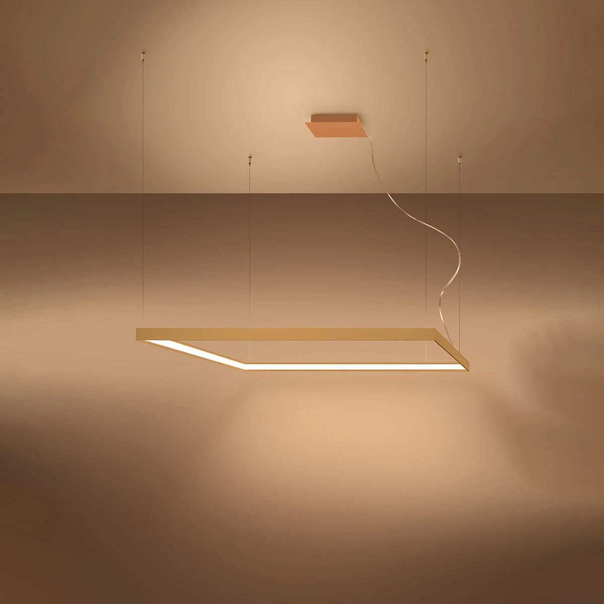 LED pendant light 65W – square, gold, warm white
