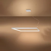 Pakabinamas šviestuvas 65W – kvadratinis, baltas, aukšto CRI LED - Nuotrauka 1