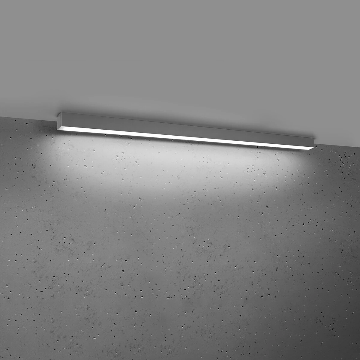 Ceiling light 118 cm / 28W – linear, grey, opal diffuser