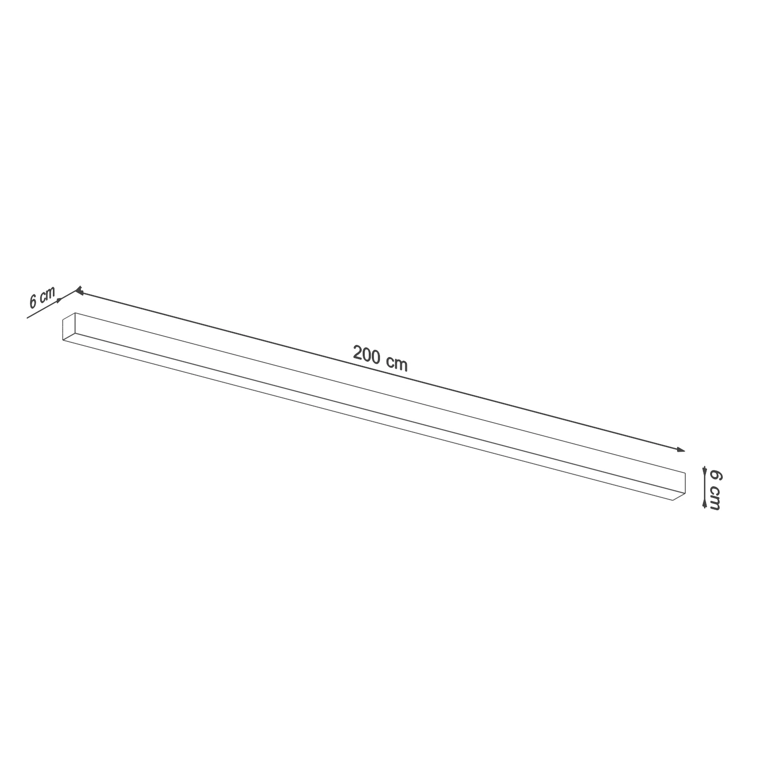 Lubinis LED šviestuvas 200 cm/50W – linijinis, pilkas, CRI90