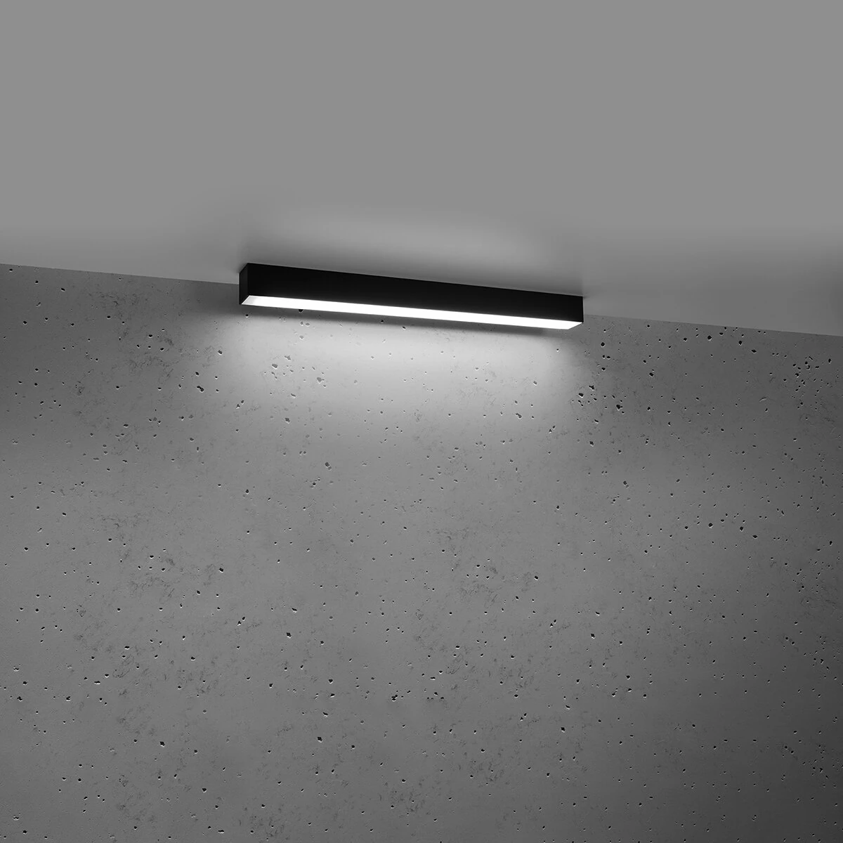 Ceiling light 67 cm / 16W – linear, black, opal diffuser