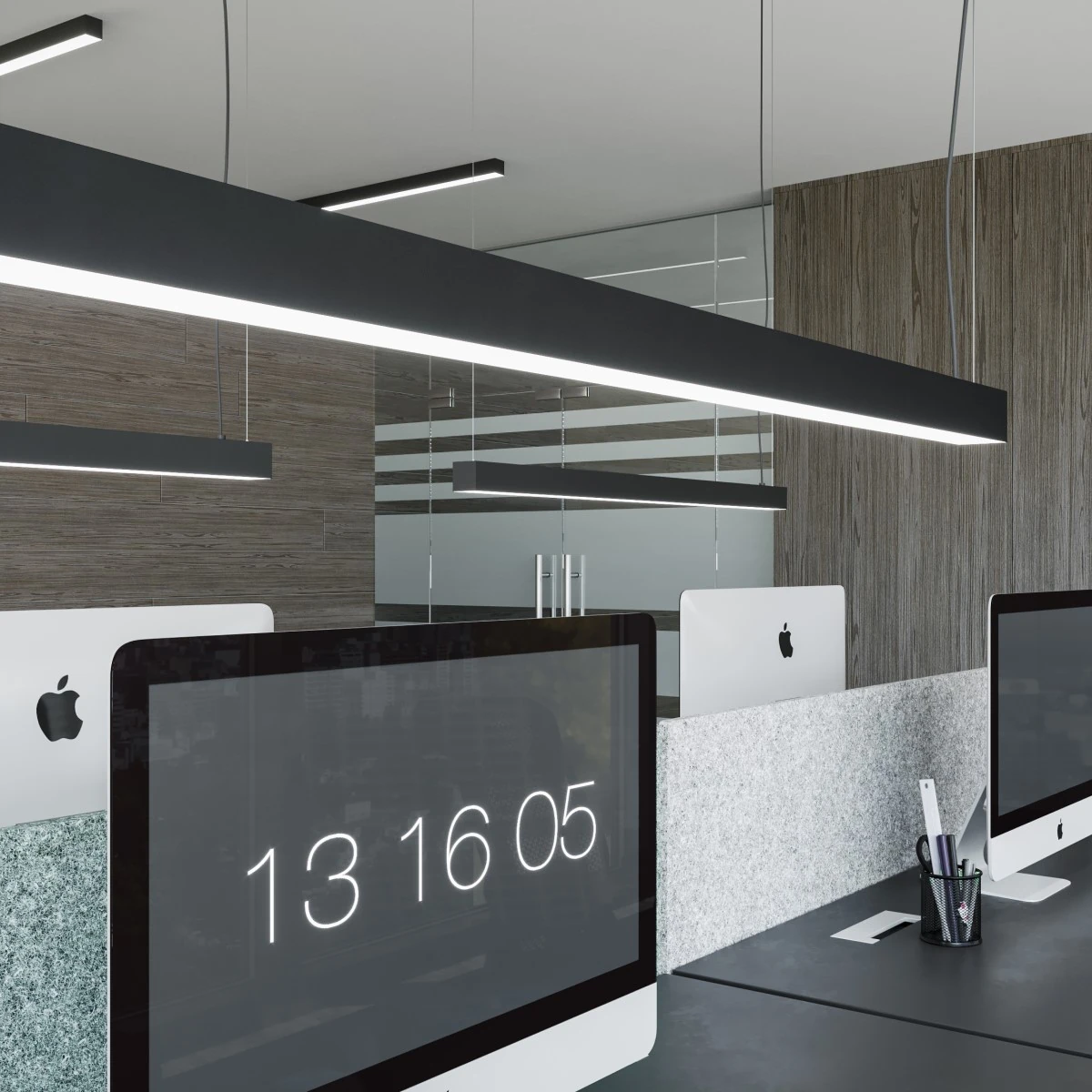 Ceiling LED light 67 cm – linear, grey, CRI90