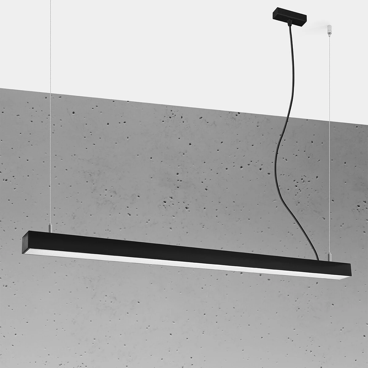 Pendant LED lamp 118 cm – linear, black, 3000K